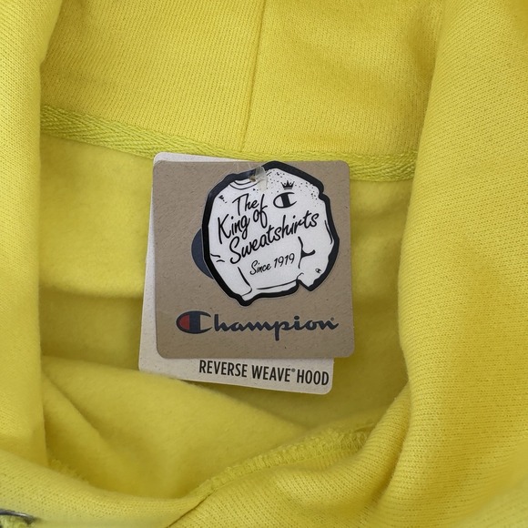 Champion Men's Large Chenille Reverse Weave Neon Yellow Blue Pink Sweatshirt - Picture 4 of 15